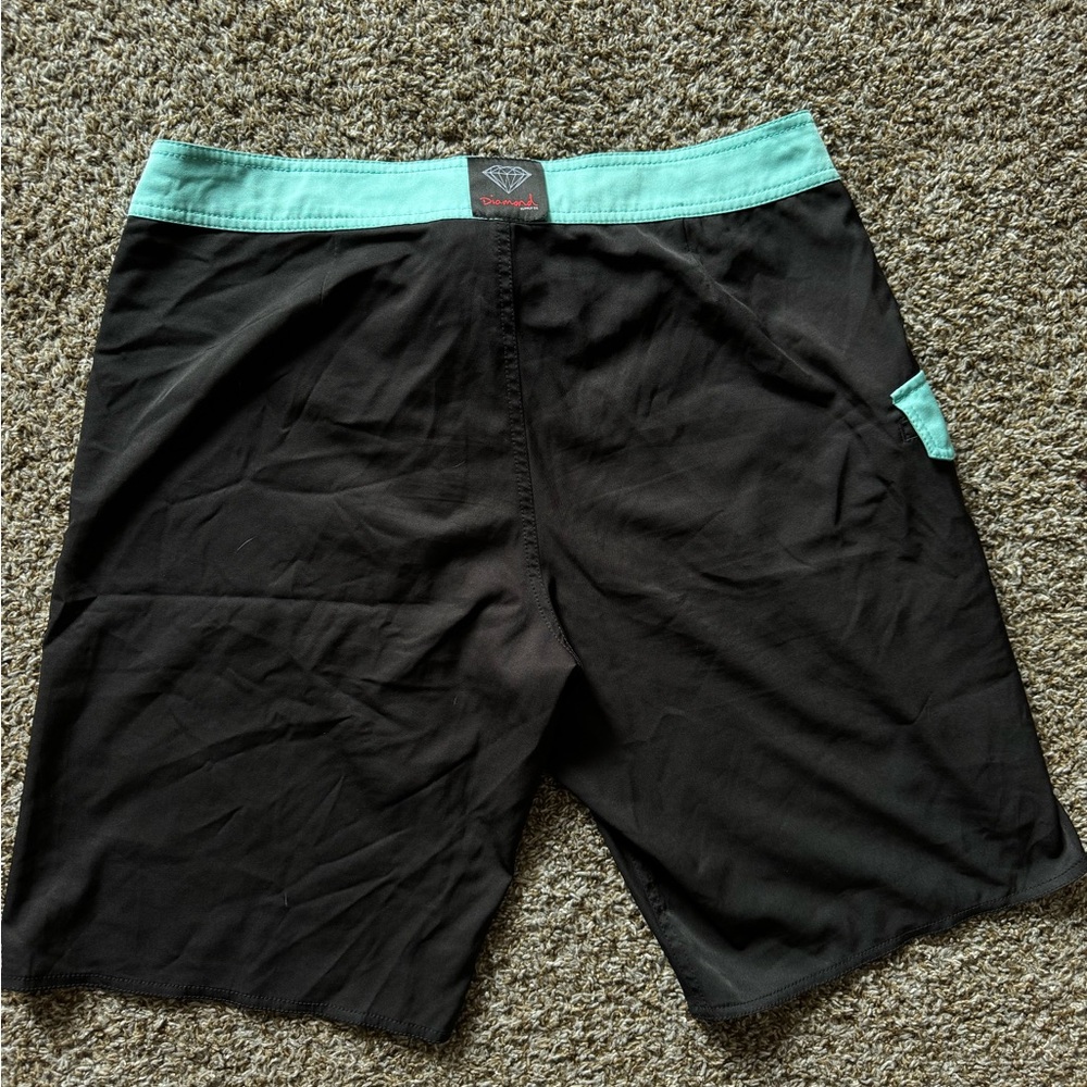 Diamond Supply co black & Tiffany d. Logo board shorts size 34 w cargo pocket - Picture 4 of 8
